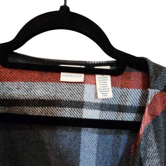 Westbound Womens Open Front Plaid Vest With Fringe Hem Size M - Picture 3 of 4